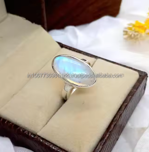 Venta caliente Boho Simple piedra grande piedra preciosa anillo de plata esterlina anillo de mujer para compromiso aniversario joyería regalo - Product Image 1