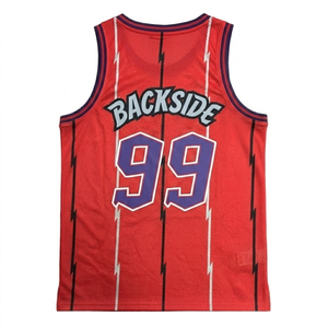 Maillot de basket-ball personnalisé imprimé avec dinosaures, nom et numéro personnalisés, débardeur de sport en maille, uniforme d'équipe rouge sans manches, séchage rapide - Product Image 2