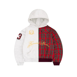 Nouveau sweat à capuche zippé brodé à carreaux bicolores, style urbain européen et américain, design chaud, collection automne/hiver - Product Image 2