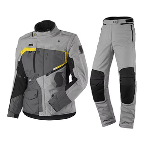 Ensemble veste et pantalon de moto pour homme, gris et jaune, coupe-vent, manches longues, toutes saisons, tenue de course pour adulte - Product Image 2