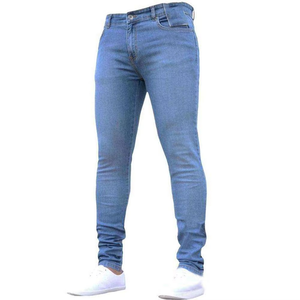 New Style Men's Casual Breathable Woven <b>Denim</b> Jeans Mid Waist Straight-leg Jeans Pants Washed Customized - Product Image 4