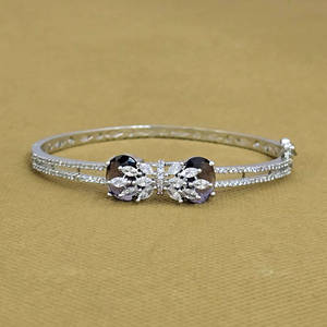 Openable Kada with Rhodium Plating Fashionable Cubic Zirconia Cuff <b>Bracelets</b> - Product Image 6