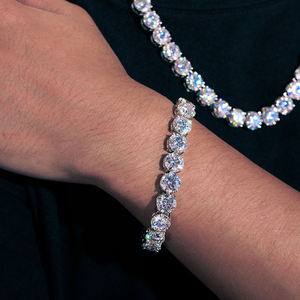 Luxury Round Brilliant Cut Diamond <b>Chain</b> Bracelet Claw Setting Unisex Everyday Wear - Product Image 1