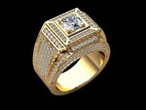 <b>Iced</b> Out Moissanite Diamond <b>Ring</b> Sterling Silver Gold Plated Classic Round Brilliant Cut Prong Setting Everyday Wear Jewelry - Product Image 3