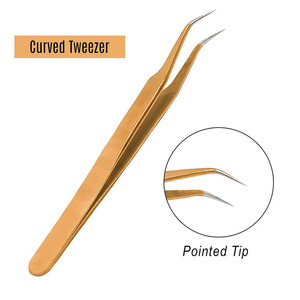 Pince à épiler droite en acier inoxydable pour extensions de cils avec pointe courbée, pince à épiler pour volume, pince à épiler de précision durable - Product Image 2