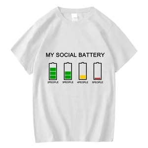 เสื้อยืด PUFFIN SPORTS Custom Social Battery แขนสั้น คอกลม ผ้าคอตตอนเจอร์ซีย์ พิมพ์ลายลำลอง ทรงปกติ สำหรับผู้ชาย - Product Image 1