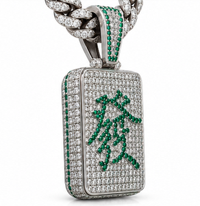 Collar con Colgante Rectangular de Moissanita Micro Pavé Chapado en Oro Verde y Blanco Estilo Hip Hop para Fiestas y Eventos - Product Image 2
