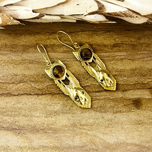 Dernier design Boucles d'oreilles pendantes Lapin Bohème en laiton tribal pour femmes, Bijoux animaliers plaqués or 18 carats pour la vente en gros/OEM/ODM - Product Image 4