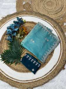 Premium Collection Festival Wear Space Silk with Embroidery-Zari & Sequence work <b>Saree</b>-<b>Blouse</b> Collection Supplier from Surat - Product Image 5