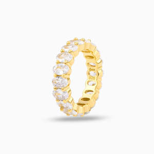 Bague Éternité Classique en Or Massif 18 carats pour Femme, Sertie de Diamants Ronds Brillants en Pavé, Bijou Fin pour Mariage - Product Image 3