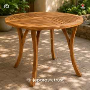 Kirana <b>Round</b> Solid Teak Wood Dining <b>Table</b> Outdoor <b>Patio</b> Garden Furniture Bistro Cafe <b>Table</b> Jepara Indonesia - Product Image 2