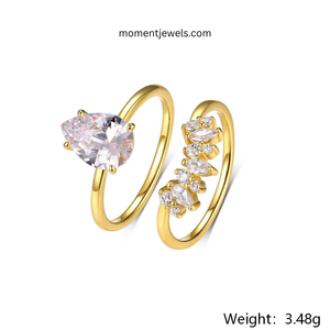 925 Sterling Silver Moissanite <b>Ring</b> Water Droplet <b>Couple</b> <b>Ring</b> Luxury 18K Real Gold Plated PVD Coated Fine Jewelry Women Wedding - Product Image 4