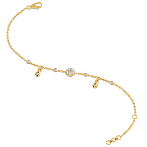 Bracelet délicat à halo de diamants ronds avec breloques en forme de larme - Product Image 4