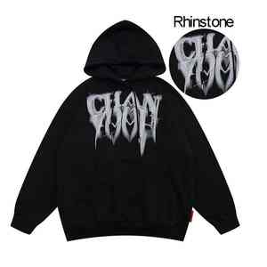 Sudadera con capucha personalizada para hombre con pedrería de cristal termoadhesiva sin cordones, efecto diamante brillante - Product Image 1