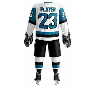 Custom Ice Hockey Uniform Set White Green Black Jersey Shorts <b>Gloves</b> Skates Unisex Adult Heat-Transfer Printed Solid <b>Moisture</b> - Product Image 3