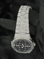 Montre mécanique entièrement sertie de moissanite VVS, bracelet en acier inoxydable, verre analogique, pierres taillées brillantes, luxe, unisexe, pièce maîtresse