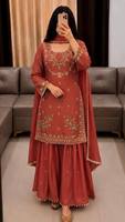 Ensemble Salwar Kameez brodé orange pour femme, robe traditionnelle longueur genou avec dupatta pour mariage, fête, Diwali