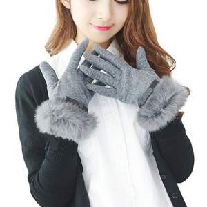 Kitten <b>Mittens</b> with Faux Fur Lining Touch Smart Woolen & Cashmere <b>Gloves</b> - Product Image 3