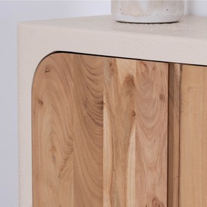 Vandana Royal Aspect Small designer storage unit in natural acacia wood with a <b>sandblasted</b> concrete effect finish Miona - Product Image 5