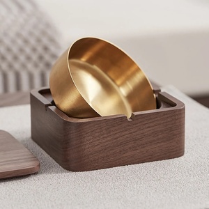 Cenicero clásico de madera sin humo con tapa Caja cubierta hecha a mano para cigarros y cigarrillos Uso doméstico y al aire libre - Product Image 6