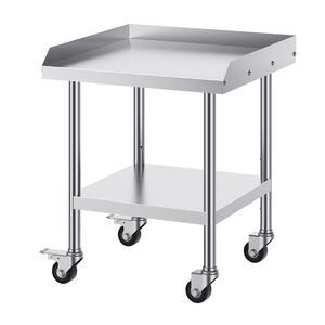 Tavolo da Lavoro Commerciale 24x24x30 in Acciaio Inossidabile con 4 Ruote, Alzatina su 3 Lati e Lavello - Product Image 3