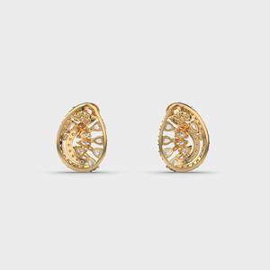 Boucles d'oreilles clous ovales en diamant, grappe de diamants marquise et poire, plaqué or rhodié, bijoux pour femme - Product Image 2