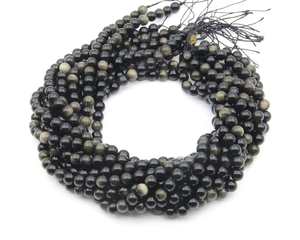 Lot en gros de perles de bijoux certifiées en obsidienne naturelle, rondes, facettées, calibrées, non traitées - Product Image 5