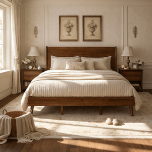 Letto a piattaforma Cohron Cali King in legno massello, collezione di letti in legno realizzati a mano - Product Image 1