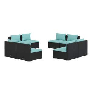 Conjunto de Muebles de Jardín de Ratán PE Negro con Acero con Recubrimiento en Polvo, Colección de Muebles Duraderos para Exteriores - Product Image 2