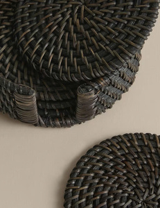 Simplist Selection Set de dessous-de-plat ronds en rotin tressé résistant à la chaleur pour restaurant et maison - Product Image 3
