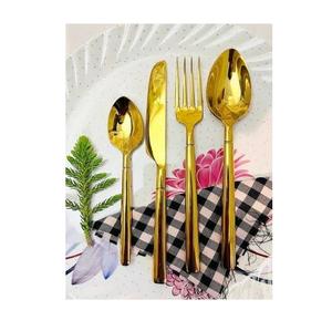 Juego de Cubiertos de Lujo de Siete Piezas de Acero Inoxidable Chapado en Oro, Acabado Espejo, Cuchara, Tenedor, Cuchillo, Apto para Lavavajillas, Sostenible, para Hotel - Product Image 2
