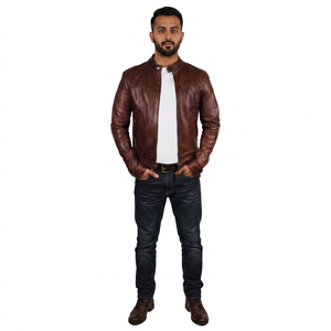 Fashion Men's <b>Top</b> Selling Genuine Leather Vintage Style Breathable Hooded Autumn Jacket From Pakistan - Product Image 1