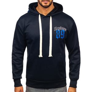 Sudadera con capucha para hombre azul marino de nuevo estilo del fabricante 500g grueso 100% algodón pulóver logotipo personalizado peso pesado de alta calidad - Product Image 2