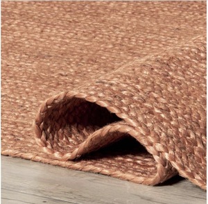 Tapis en jute tressé à la main, écologique, rustique, couleur unie, à poils ras, pour salon et chambre à coucher - Product Image 2