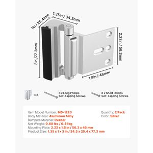 Set di 2 Serrature di Rinforzo per Porte di Sicurezza, Blocco da 3 Pollici con Forza di 800 Libbre, 8 Viti, Chiavistelli per Porte e Finestre - Product Image 4