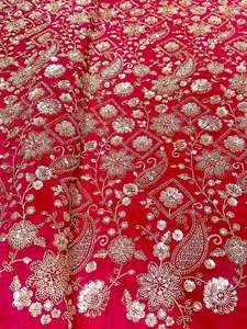 Tela de Lujo con Bordado de Cuentas, Diseño Artesanal con Patrón de Cuentas, Vestido de Novia, Saree, Dupatta, Material Textil Premium - Product Image 6