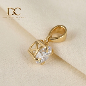 Classic 14KT <b>Solid</b> Yellow <b>Gold</b> Lab Grown Diamond <b>Pendant</b> Charm IGI Certified Minimalist Fine Jewelry for Women's Necklace - Product Image 3