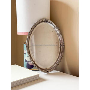 Bandeja de lujo plateada con acabado espejo para servir té, café y aperitivos, bandeja decorativa de gran venta para mesa de comedor. - Product Image 6