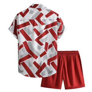 ชุดเซ็ตเสื้อเชิ้ตแขนสั้นและกางเกงขาสั้นลำลองสำหรับผู้ชาย ลายฮาวาย ผ้าฝ้าย 100% กันยับ สินค้ามาใหม่ - Product Image 2