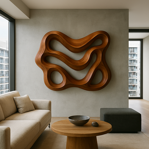 Sculpture Art Déco de Luxe Décoration Murale Meubles en Bois Organique Artisanaux pour Salon Cadeau de Pendaison de Crémaillère - Product Image 5