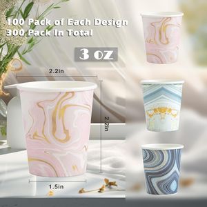 ถ้วยกระดาษแบบใช้แล้วทิ้งขนาด 3 ออนซ์ 300 แพ็ค ถ้วยขนาดเล็กสำหรับบ้วนปาก ถ้วยมินิหลากสี 300 แพ็ค-C - Product Image 2