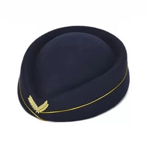 <b>Red</b> <b>Wool</b> Beret With Gold Wheat Emblem For Women Business Formal Wear 54-56CM - Product Image 2