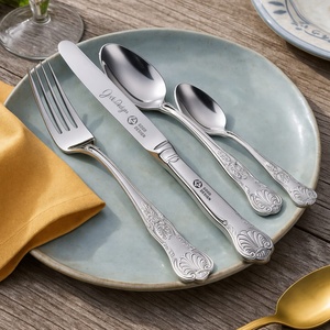 European Styles Stainless Steel Matte Gold Reusable Flatware Sets with High Mirror Polish for <b>Wedding</b> & Rental Parties - Product Image 1
