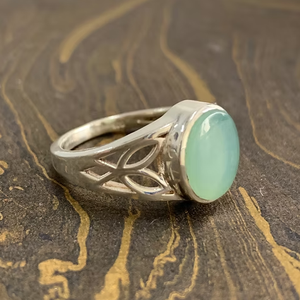 Bague Statement Vintage en Argent Sterling 925 avec Pierre Précieuse Calcédoine Aqua, Pierre de Naissance de Mars, Bijou Unique pour Tous les Jours - Product Image 3