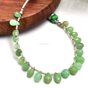 Perles de chrysoprase naturel facettées en forme de goutte d'eau, pierres précieuses vertes, 4x3mm-7x5mm, brin de 4 pouces, qualité supérieure pour la fabrication de bijoux - Product Image 2
