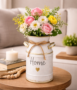 Jarrón con diseño Headway Home, galvanizado, estilo retro, tipo bidón de leche, maceta metálica, rústica, vintage, primitiva, soporte para flores, estilo granja - Product Image 4