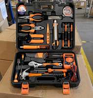 Kit d'outils manuels mécaniques en alliage d'aluminium OEM 82 pièces, ensemble de réparation de matériel domestique DIY, boîte de rangement rigide, marteau, clé à molette, garantie de 3 ans