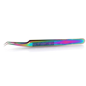 Wholesale Diamond Grip Individual Faux <b>Mink</b> Lash <b>Extension</b> Tweezers Custom Pointed Stainless Steel Multi-Color Coated <b>Eyelash</b> - Product Image 2
