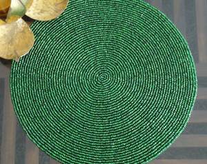 Mantel Individual Redondo de Cuentas Hecho a Mano Personalizable con Temática Tropical, Tapete de Mesa de Cuentas de Vidrio, Decoración para Plato de Cena con Temática de Playa de Verano - Product Image 1