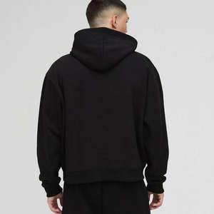 Fabricant sur mesure, vente en gros de sweats à capuche unisexes, basiques en coton, avec appliques, broderies, impressions en relief, sweats à capuche noirs pour hommes - Product Image 2